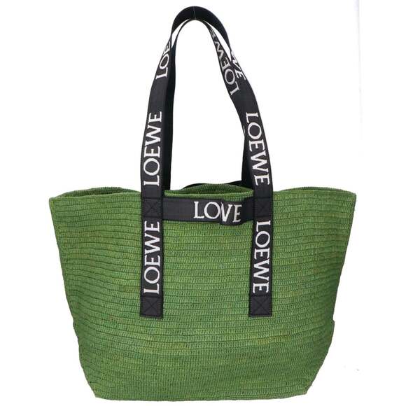 LOEWE B507X23X10 Fold Shopper Raffia Tote Bag, Green, Women's - Picture 3 of 7